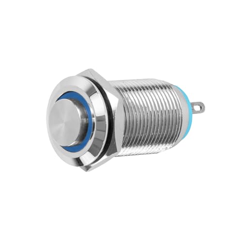 Taster oder Schalter 12V mit LED Beleuchtung (in 5 Farben), 2 Größen (12 oder 16mm) auswählbar (12mm Schalter, Blau) von Edelstahlshop
