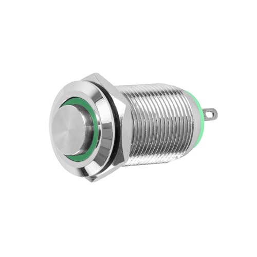 Taster oder Schalter 12V mit LED Beleuchtung (in 5 Farben), 2 Größen (12 oder 16mm) auswählbar (12mm Schalter, Grün) von Edelstahlshop