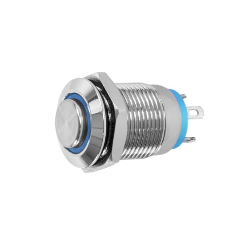 Taster oder Schalter 12V mit LED Beleuchtung (in 5 Farben), 2 Größen (12 oder 16mm) auswählbar (12mm Taster, Blau) von Edelstahlshop