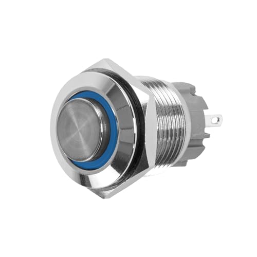 Taster oder Schalter 12V mit LED Beleuchtung (in 5 Farben), 2 Größen (12 oder 16mm) auswählbar (16mm Schalter, Blau) von Edelstahlshop