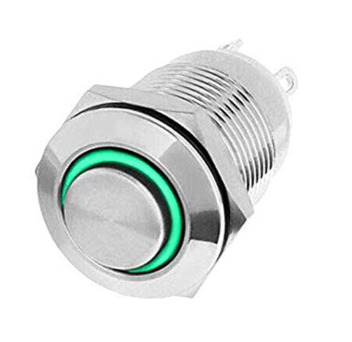 Taster oder Schalter 12V mit LED Beleuchtung (in 5 Farben), 2 Größen (12 oder 16mm) auswählbar (16mm Taster, Grün) von Edelstahlshop