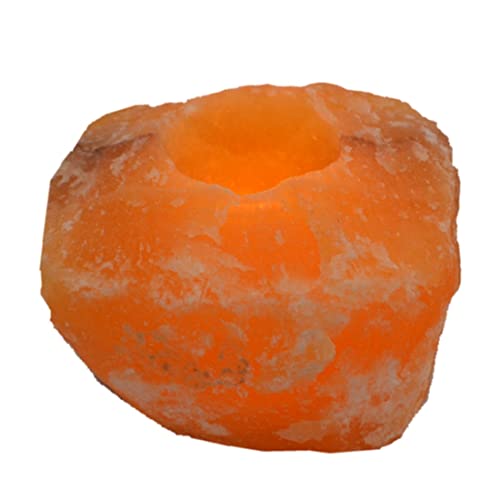 Calcit orange Teelichthalter, schöner roher naturbelassener Orangencalcit Kerzenhalter von Edelsteinartikel