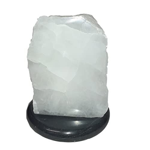 Edelsteinartikel Kristall Lampe, echter Bergkristall Stein beleuchtet, Naturstein Leuchte weiß von Edelsteinartikel