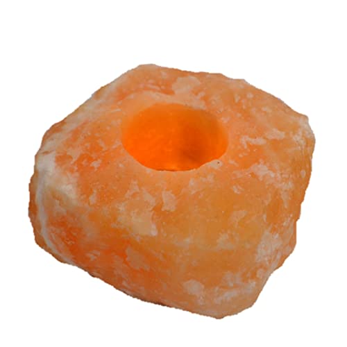 Kerzenhalter aus dem Naturstein Orangen-Calcit, Edelstein Teelicht-Halter roh von Edelsteinartikel