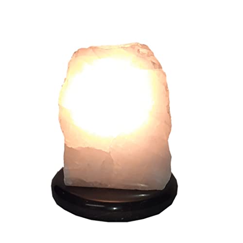 Naturstein Lampe, Bergkristall Stein Beleuchtung mit polierter Front auf Steinsockel von Edelsteinartikel