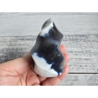 Orca-Achat Flamme Chalcedon 202G Mit Standfläche #15 von EdelsteinchenWelt