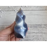 Orca-Achat Flamme Chalcedon 226G Mit Standfläche #5 von EdelsteinchenWelt