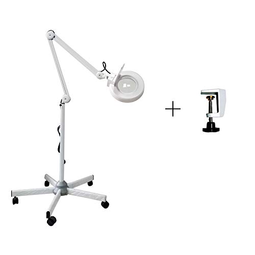 Ästhetische LED-Lupenleuchte, 5 x LED-Lupenleuchte auf 5 Rädern/Tisch von Edelweiss Beauty
