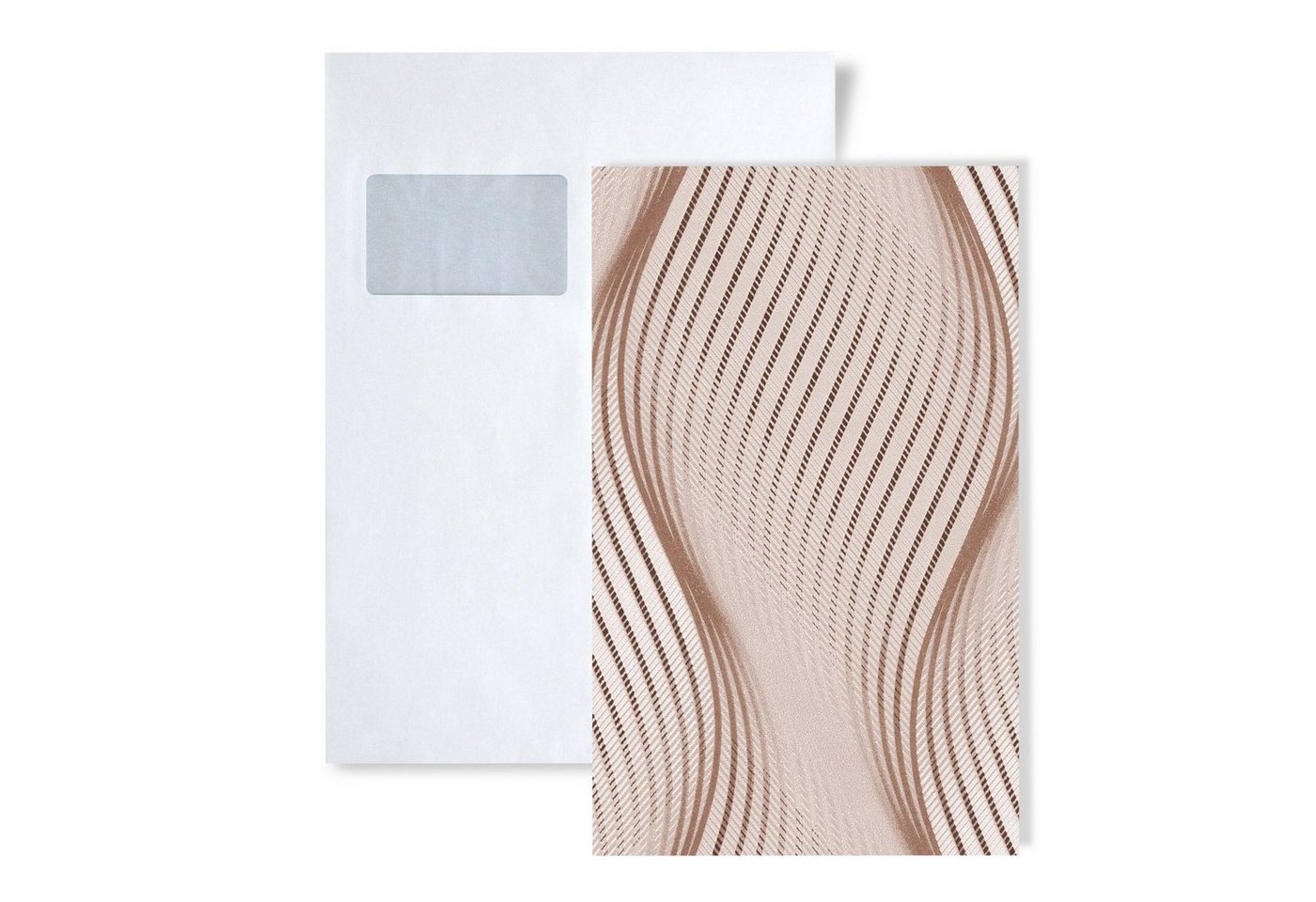Edem Papiertapete 1 MUSTERSTÜCK S-85030BR33 DIN A4 MUSTER der gestreiften Tapete, gestreift, grafisch, Metall-Effekte, (1 Musterblatt, ca. A5-A4), braun, beige-braun, weiß, silber von Edem