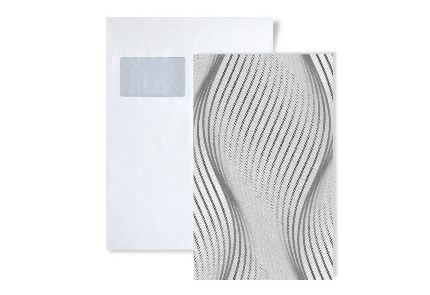 Edem Papiertapete S-85030BR36, gestreift, grafisch, Metall-Effekte, (1 Musterblatt, ca. A5-A4), grau, licht-grau, weiß, silber von Edem