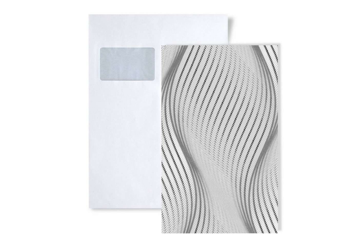 Edem Papiertapete 1 MUSTERSTÜCK S-85030BR36 DIN A4 MUSTER der gestreiften Tapete, gestreift, grafisch, Metall-Effekte, (1 Musterblatt, ca. A5-A4), grau, licht-grau, weiß, silber von Edem