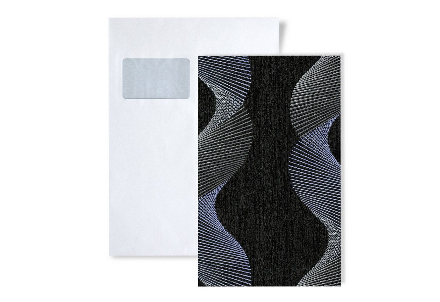 Edem Papiertapete S-85035BR36, gestreift, grafisch, Metall-Effekte, (1 Musterblatt, ca. A5-A4), anthrazit, schwarz-grau, violett-blau, silber von Edem