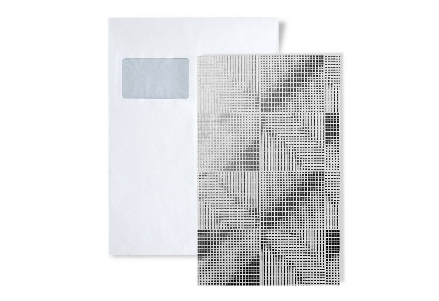 Edem Papiertapete S-85071BR30, grafisch, Metall-Effekte, geometrisch, abstrakt, used, (1 Musterblatt, ca. A5-A4), weiß, silber-grau, silber von Edem
