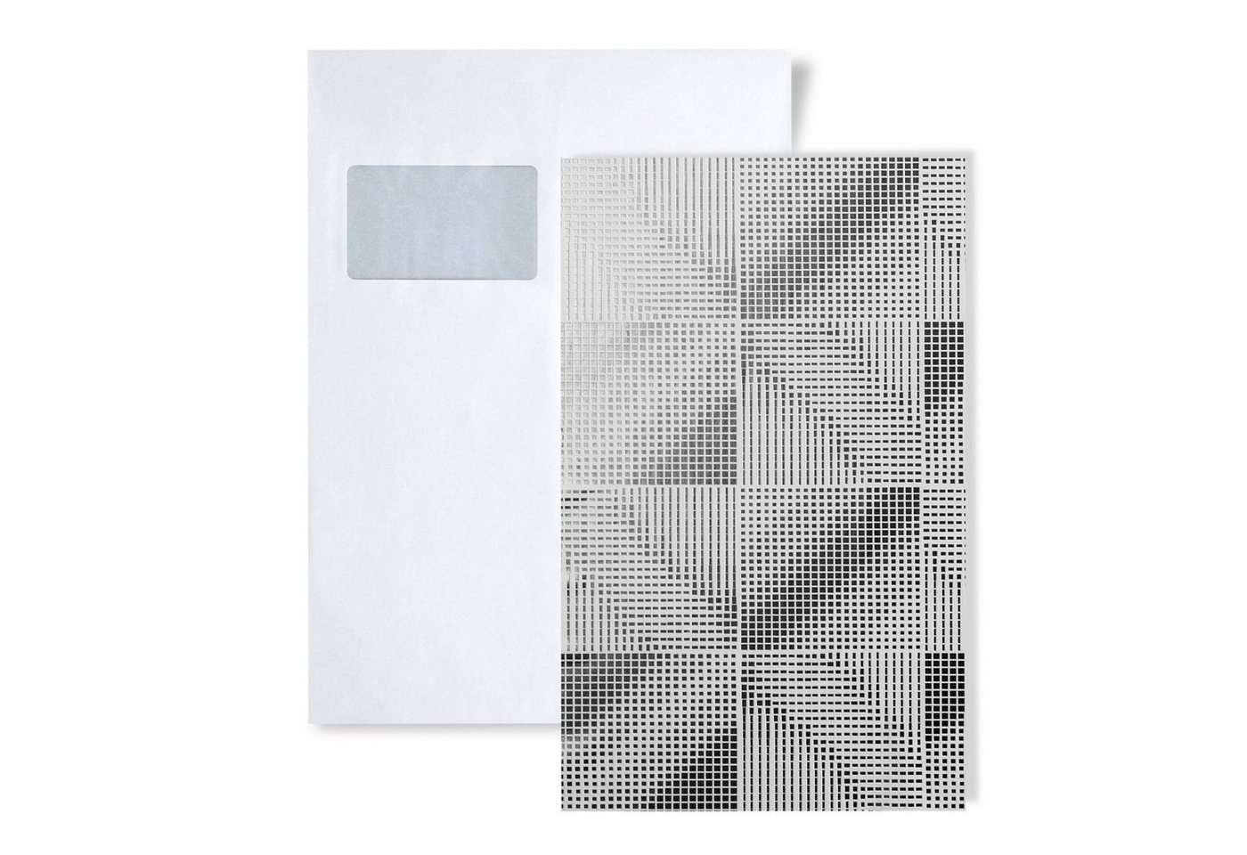 Edem Papiertapete 1 MUSTERSTÜCK S-85071BR30 DIN A4 MUSTER der grafischen Tapete, grafisch, Metall-Effekte, geometrisch, abstrakt, used, (1 Musterblatt, ca. A5-A4), weiß, silber-grau, silber von Edem