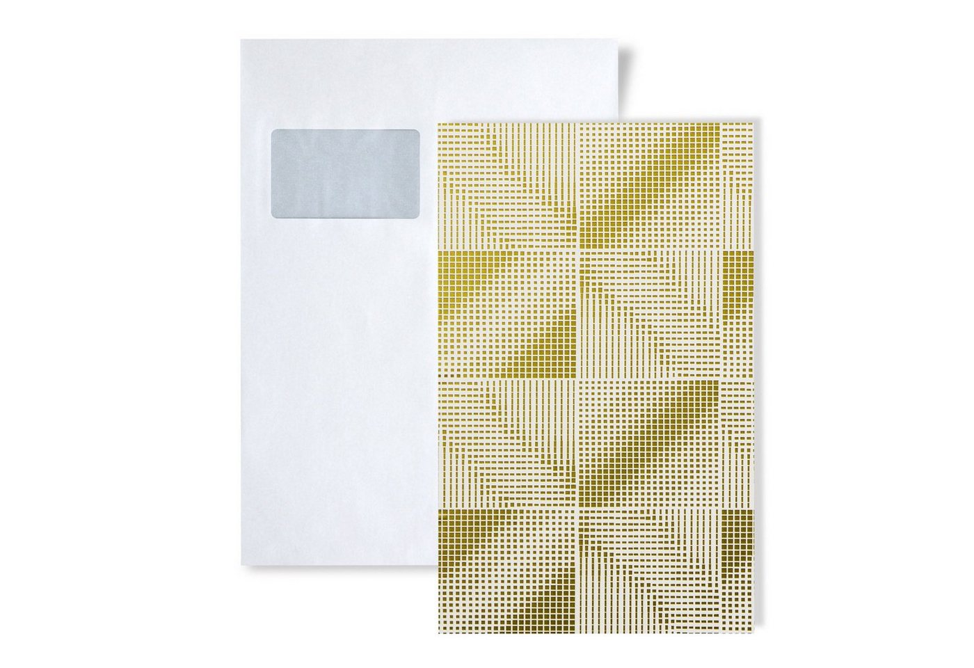 Edem Papiertapete 1 MUSTERSTÜCK S-85071BR31 DIN A4 MUSTER der grafischen Tapete, grafisch, Metall-Effekte, geometrisch, abstrakt, used, (1 Musterblatt, ca. A5-A4), weiß, gold, bronze von Edem