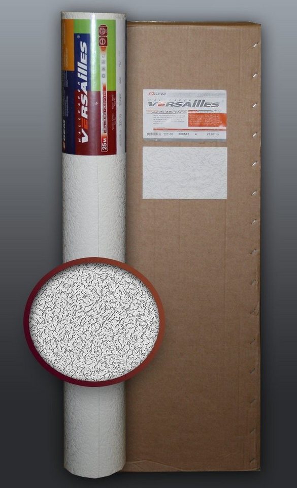 Edem Strukturtapete 80307BR70 1 Kart 4 Rollen XXL stabile überstreichbare 106 qm, strukturiert, matt, Strukturmuster, Spachtel-Optik, (1 Karton mit 4 Doppelrollen, 106 qm), Strukturvliestapeten zum Überstreichen, weiß von Edem