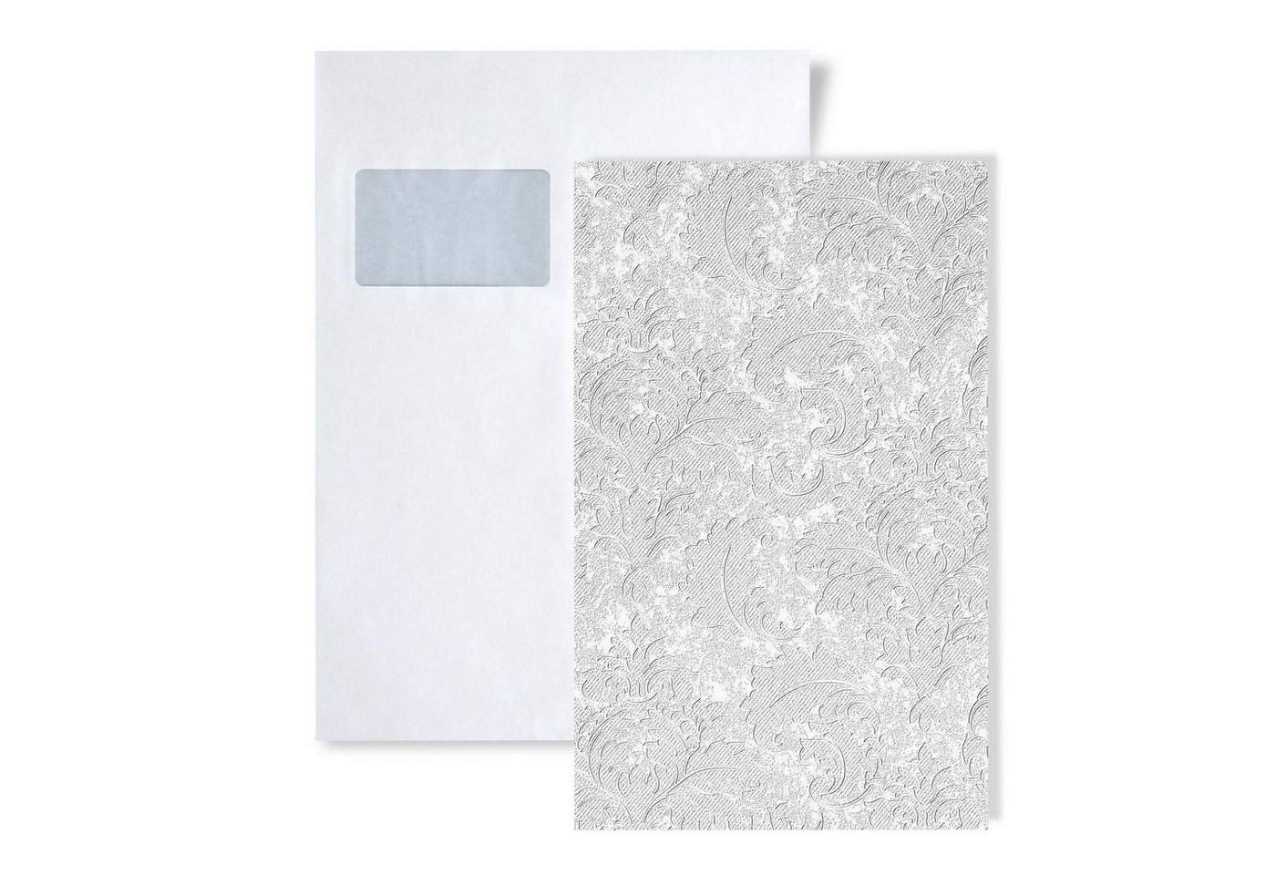 Edem Strukturtapete Tapeten Muster 83006BR60 Barock Tapete mit Ornamenten, botanisch, geblümt, matt, ornamental, einfarbig, Motiv, Strukturmuster, (1 Musterblatt, ca. A5-A4), weiß von Edem