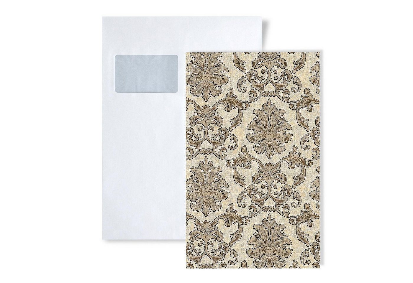 Edem Vliestapete 1 MUSTERSTÜCK S-6001-91 DIN A4 MUSTER der Barock Vliestapete, leicht glänzend, ornamental, Barock-Style, (1 Musterblatt, ca. A5-A4), creme, beige, gold von Edem