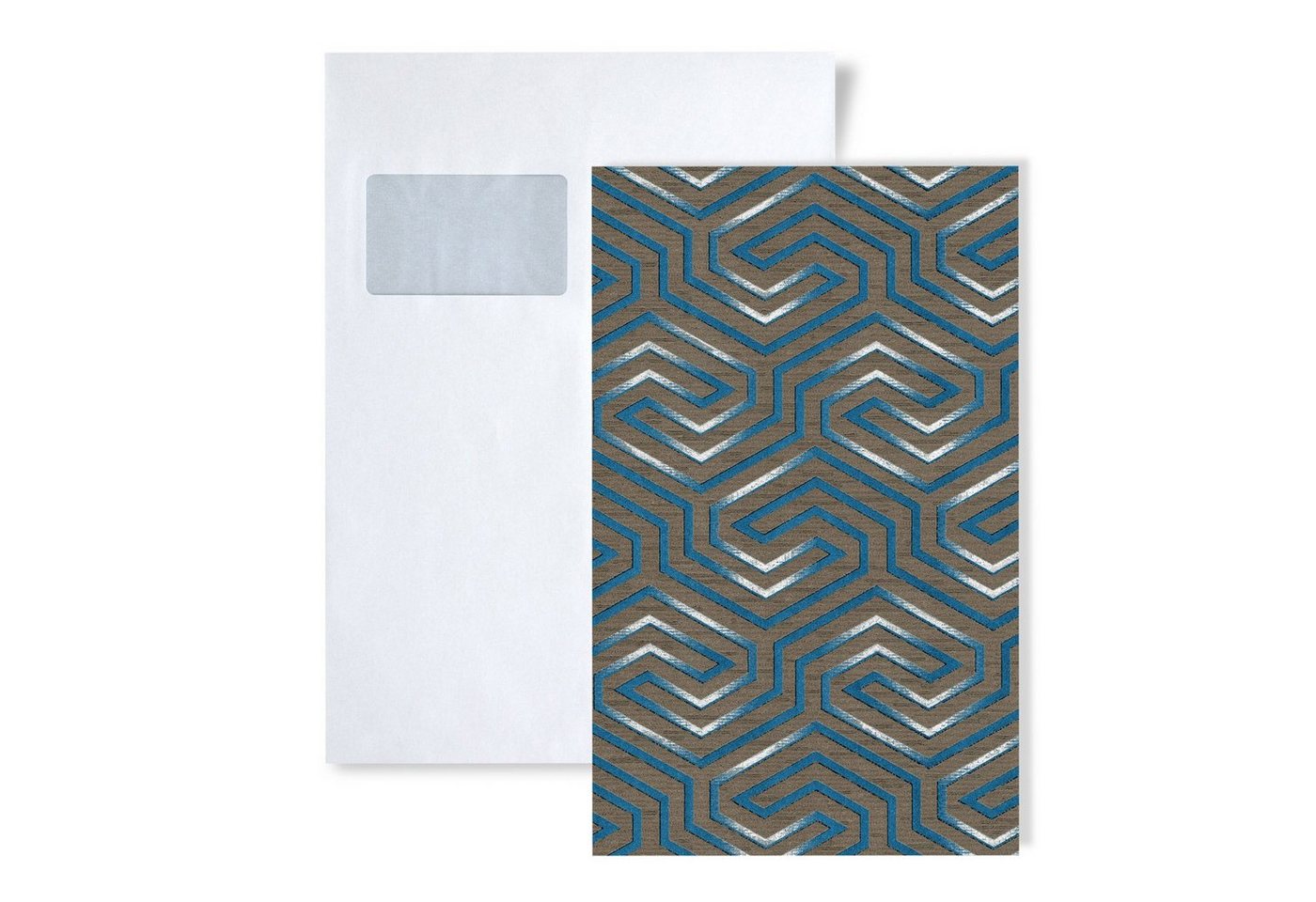 Edem Vliestapete 1 MUSTERSTÜCK S-84114BR92 DIN A4 MUSTER geometrische Vliestapete, grafisch, Metall-Effekte, ornamental, geometrisch, (1 Musterblatt, ca. A5-A4), braun, quarz-grau, perl-enzian, silber von Edem