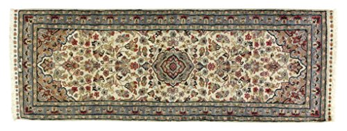 Eden Kunststoff Kashmirian Boden Seide Teppich Hand geknotet, Baumwolle, Mehrfarbig, 161 x 65 x 30 cm von Eden Carpets