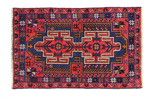 Eden Kunststoff Kezil Teppich Hand geknotet, Baumwolle, Mehrfarbig, 85 x 137 cm von Eden Carpets