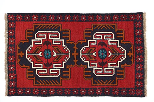Eden Kunststoff Kezil Teppich Hand geknotet, Baumwolle, Mehrfarbig, 85 x 140 cm von Eden Carpets