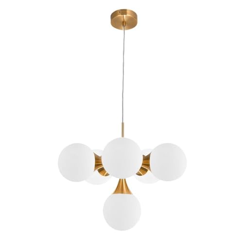 Pendelleuchte, elegantes Design, 6 x E14-Fassung, Maße 44 x 44 cm, goldfarbenes Finish, ideal für dekorative Beleuchtung. von Eden pulse
