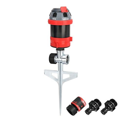 Eden 94144 6-teiliges Drehgetriebe-Sprinkler mit Stufenspike-Getriebeantrieb, strapazierfähig, Gartenbewässerungssystem, Garten und Rasen, mehrere Muster, Abdeckung bis zu 5278 m² von Eden