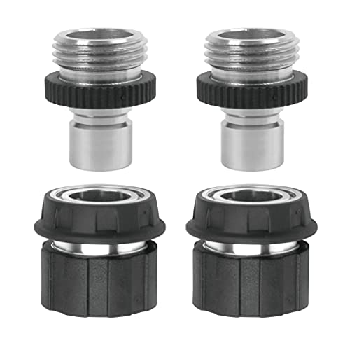 Eden 94269 Premium-Aluminium-Gartenschlauch, Schnellverbindung mit Wasserstopp-Set, 2 Metall, 4 Stück von Eden