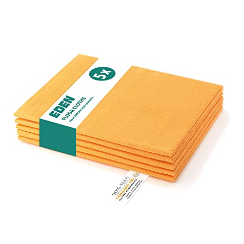 GROSSARTIGE UNIVERSAL-Boden PUTZLAPPEN - Orangefarbene Bodentücher 5 Stück - 50x60cm - Vielseitig einsetzbar und sehr saugfähig - Für die Bodenreinigung - EDEN® von Eden