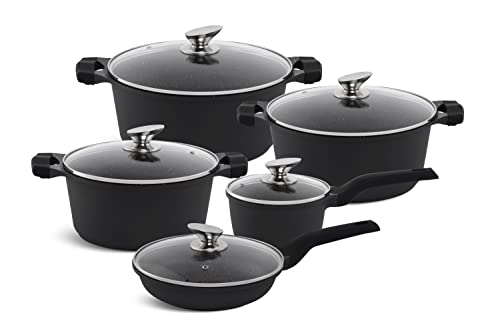 EDENBERG 10 TLG Topfset Induktion, Töpfe & Pfannen beschichtet, Kochtopf Set | induktions Töpfe Set, Kochtöpfe, Töpfe Induktion | Kochgeschirr Set, Topfset induktionsgeeignet von Edenberg