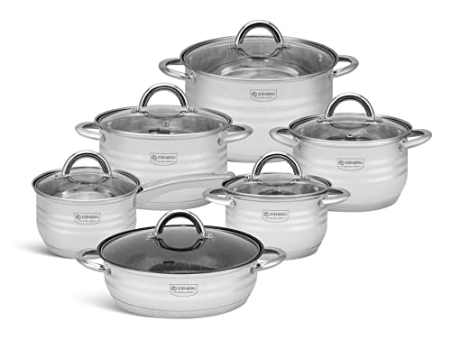 EDENBERG 12 TLG Topfset Induktion, Edelstahl Kochtopf Set Induktion | Induktions Töpfe Set, Töpfe Induktion, Kochtöpfe für Induktionsherd | Topfset Edelstahl, Kochtopfset, Topfset induktionsgeeignet von Edenberg