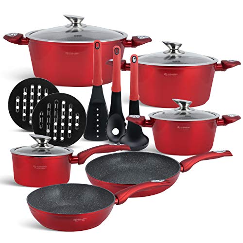 EDENBERG 15 TLG Topfset Induktion, Töpfe & Pfannen beschichtet, Kochtopf Set | induktions Töpfe Set, Kochtöpfe, Töpfe Induktion | Kochgeschirr Set, Topfset induktionsgeeignet (EB-5612) von Edenberg