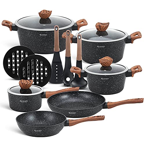 EDENBERG 15 TLG Topfset Induktion, Töpfe & Pfannen beschichtet, Kochtopf Set | induktions Töpfe Set, Kochtöpfe, Töpfe Induktion | Kochgeschirr Set, Topfset induktionsgeeignet (EB-5617) von Edenberg