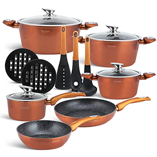 EDENBERG 15 TLG Topfset Induktion, Töpfe & Pfannen beschichtet, Kochtopf Set | induktions Töpfe Set, Kochtöpfe, Töpfe Induktion | Kochgeschirr Set, Topfset induktionsgeeignet (EB-5618) von Edenberg