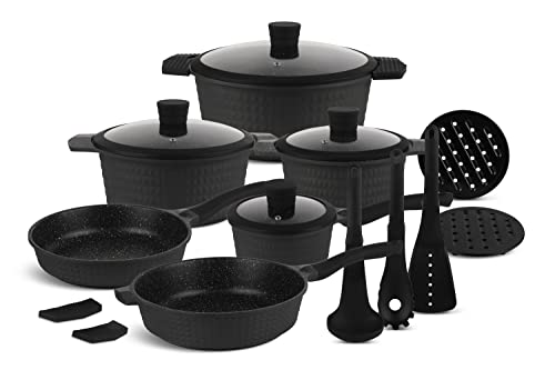 EDENBERG 15 TLG Topfset Induktion, Töpfe & Pfannen beschichtet, Kochtopf Set | induktions Töpfe Set, Kochtöpfe, Töpfe Induktion | Kochgeschirr Set, Topfset induktionsgeeignet von Edenberg