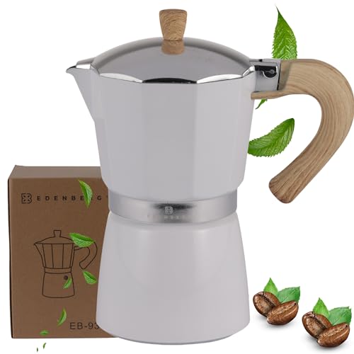 EDENBERG MARBLE EB-9314 Kaffee, Brühmaschine, Kaffeemaschine 300ml, für 6 Tassen, ideal zum Braten von Espresso, Induktion und Gas geeignet, weiß von Edenberg