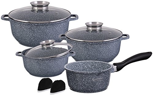 Edenberg 9-teiliges Topfset mit Antihaftbeschichtung Granit Kochgeschirr Set Aromaknopf von Edenberg