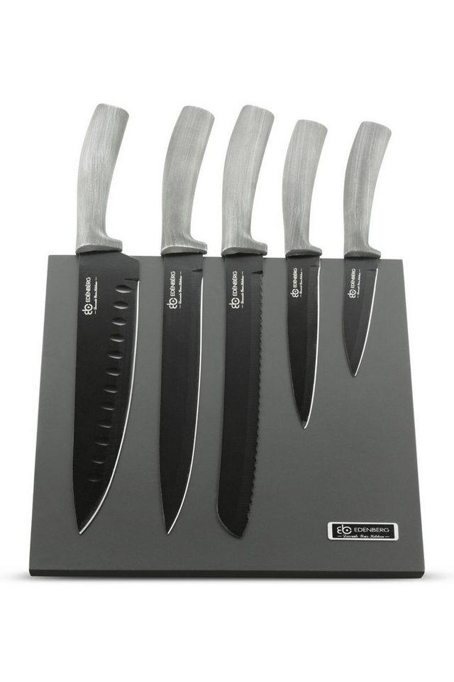 Edenberg Messer-Set Wunderschönes klassisches Messerset, Magnetblock, Grau (6-tlg., Eine ideale Geschenkidee) von Edenberg