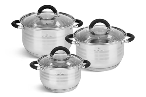 Edenberg Modernes 6-teiliges Topfset, Edelstahl, Kochtopf Set | induktions Töpfe Set,Kochgeschirr Set, Topfset induktionsgeeignet EB -002411 von Edenberg