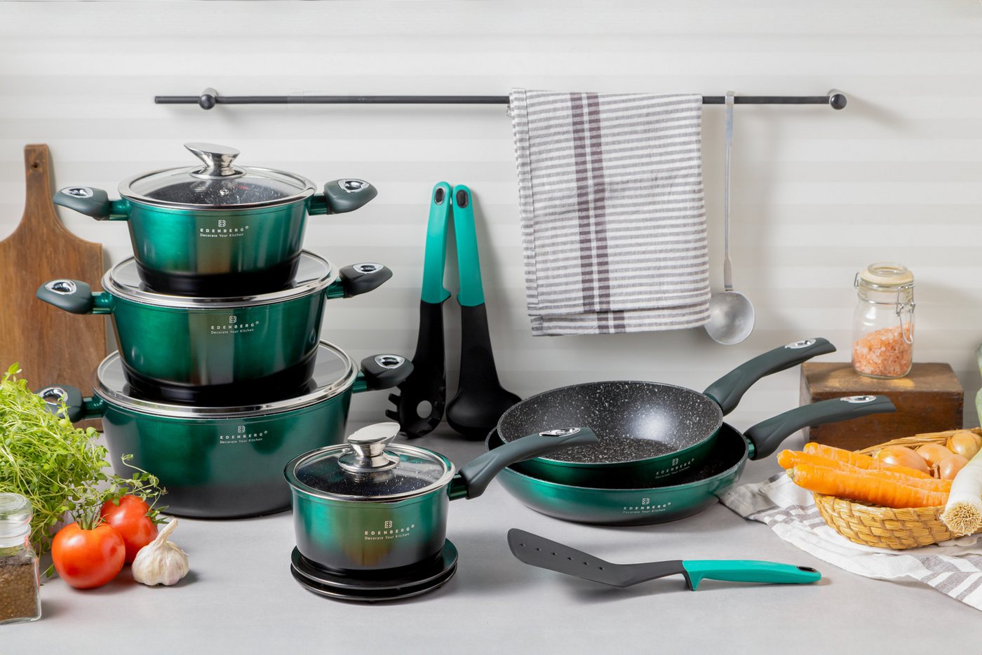 Edenberg Topf-Set Stylische Töpfe in 5 Farben – Modernes Design & Hervorragende Qualität, Keramik, Aluminiumguss, Edelstahl (Verleihen Sie Ihrer Küche neuen Glanz und genießen Sie jeden Kochmoment mit einem Topfset, das Stil, Qualität und Alltagstauglichkeit perfekt vereint!, 15-tlg) Edenberg Topf-Set Stylische Töpfe in 5 Farben – Modernes Design & Hervorragende Qualität, Keramik, Aluminiumguss, Edelstahl (Verleihen Sie Ihrer Küche neuen Glanz und genießen Sie jeden Kochmoment mit einem Topfset, das Stil, Qualität und Alltagstauglichkeit perfekt vereint!, 15-tlg) von Edenberg