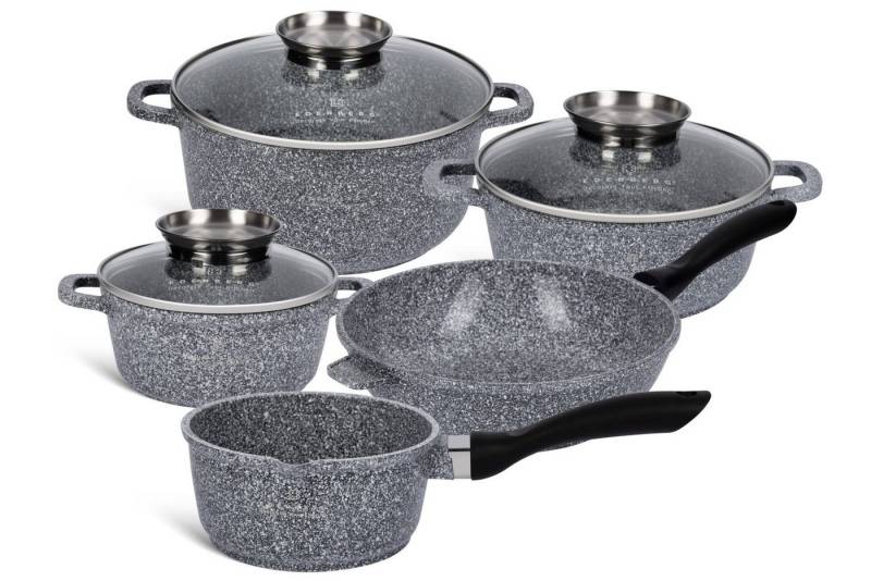 Edenberg Topf-Set Topfset, graue Töpfe, Pfanne, Kasserolle Keramik-Granit, Keramik, Aluminium (10-tlg., Zeitloses Design des Topfsets. Eine ideale Geschenkidee) von Edenberg