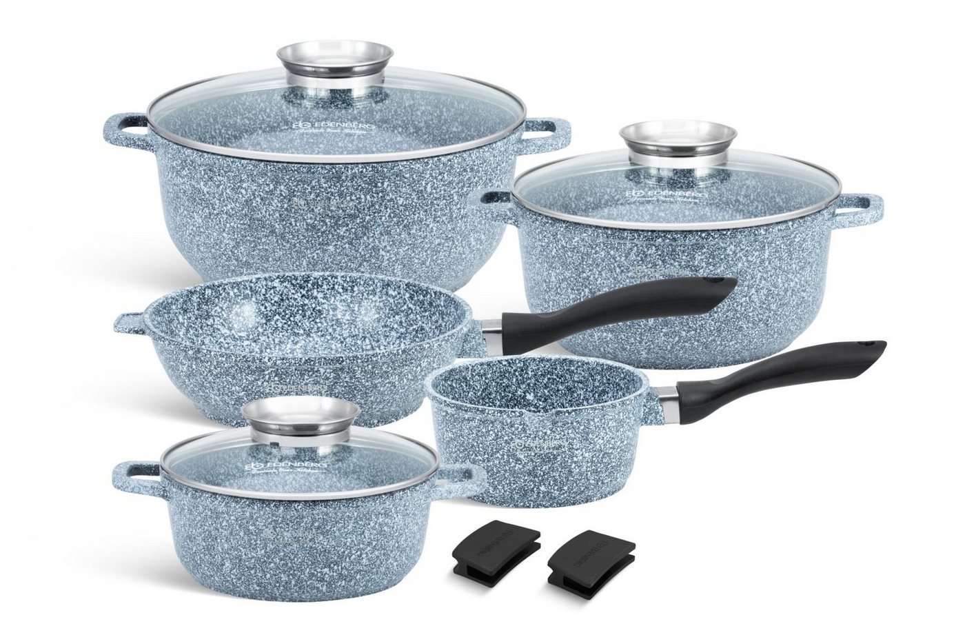 Edenberg Topf-Set Topfset Kochtopf Kasserolle Pfanne Keramik Glasdckel Induktionstöpfe, Aluminium, Keramik (8-tlg., Zeitloses Design des Topfsets. Eine ideale Geschenkidee) von Edenberg