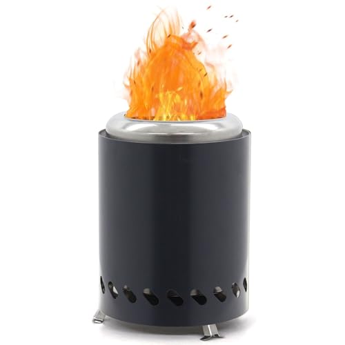 Edenoutdoor Tischfeuerstelle mit Ständer, Mini-Feuerstelle aus Edelstahl, Deko für Garten,Terrasse und Balkon,Für Pellets/Holz, Edelstahl rauchfreier Camping-Tischkocher für die Vorstadt, Anthrazit von Edenoutdoor