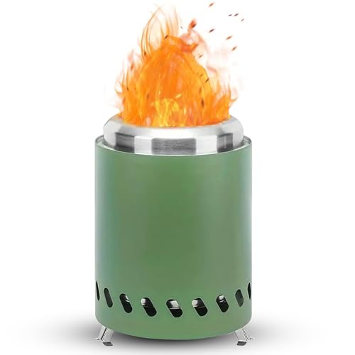 Edenoutdoor Tischfeuerstelle mit Ständer, Mini-Feuerstelle aus Edelstahl, Deko für Garten,Terrasse und Balkon,Für Pellets/Holz, Edelstahl rauchfreier Camping-Tischkocher für die Vorstadt,Grun von Edenoutdoor