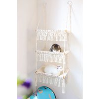 3 Tiers Katzen Wandbett/Wandmöbel/Wandstufen/Katzenbaum/Katzenhaus, Makramee Katze Hängematte/Haustier Schaukel Bett/Regale, Boho von Edensunlight