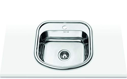 EDESA 950270005 k2 se 47 1c Arbeitsplatte | Modellname-C | Einbauspüle | 1 quadratischer Becken | Küchenspüle mit Wasserhahnloch | Breite 50 cm Finish, rostfreier Edelstahl, 490x 470x180mm von Edesa