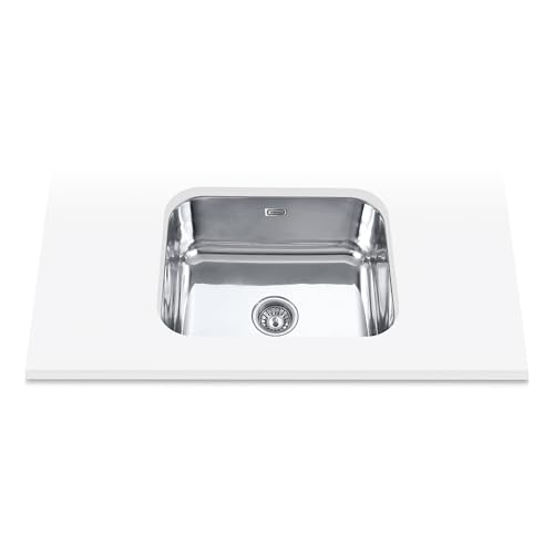 EDESA FUJI BE 50 x 40 1 C/A Einbauspüle aus Edelstahl, 1 quadratischer Becken, saugfähiger Boden, Möbelinstallation, 60 cm, Edelstahl-Finish von Edesa