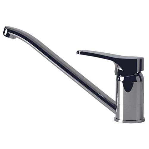 EDESA SL Chromo Einhebelmischer aus Messing mit Chrom-Finish, niedriger Auslauf, um 360 Grad drehbar, Belüfterfunktion, geeignet für die Installation in der Spüle, Keramikkartusche, Kaltöffnung von Edesa