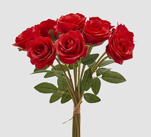 EDG Enzo De Gasperi Enzo De Gasperi Blumenstrauß Rosa mit Blättern H 40 cm Bouquet 10 rote Blumen von Edg